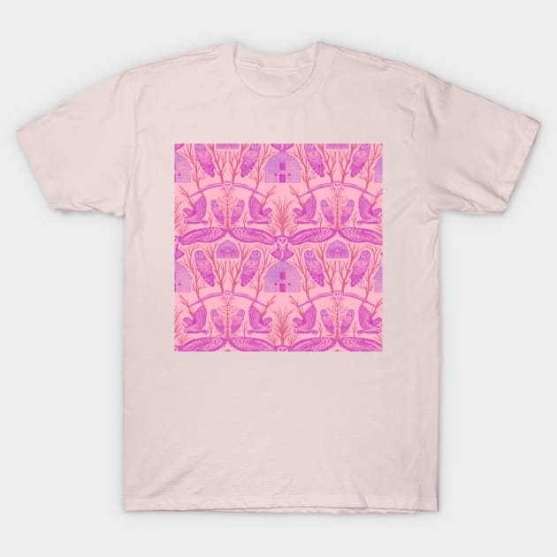 Owls hunting  - pink T-Shirt by Flyingrabbit